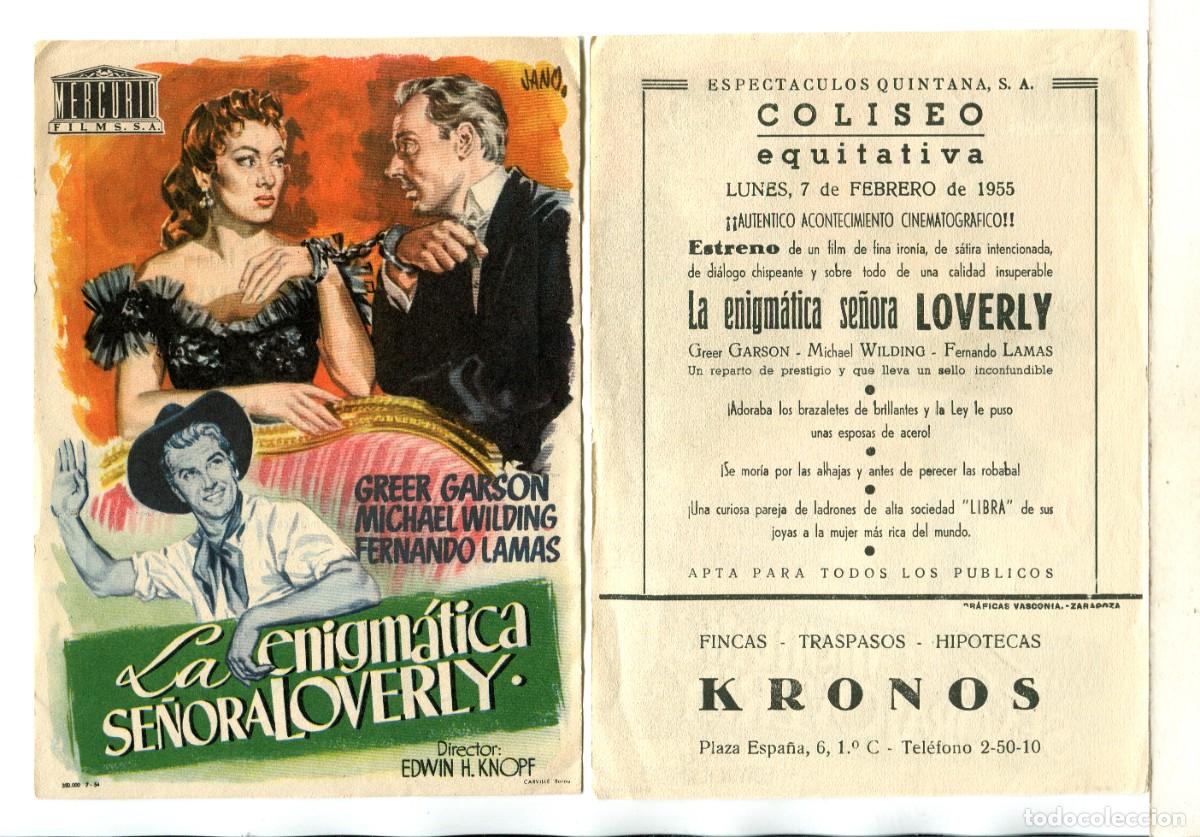 Cine: LA ENIGM&Aacute;TICA SE&Ntilde;ORA LOBERLY, con Greer Garson. - Foto 1