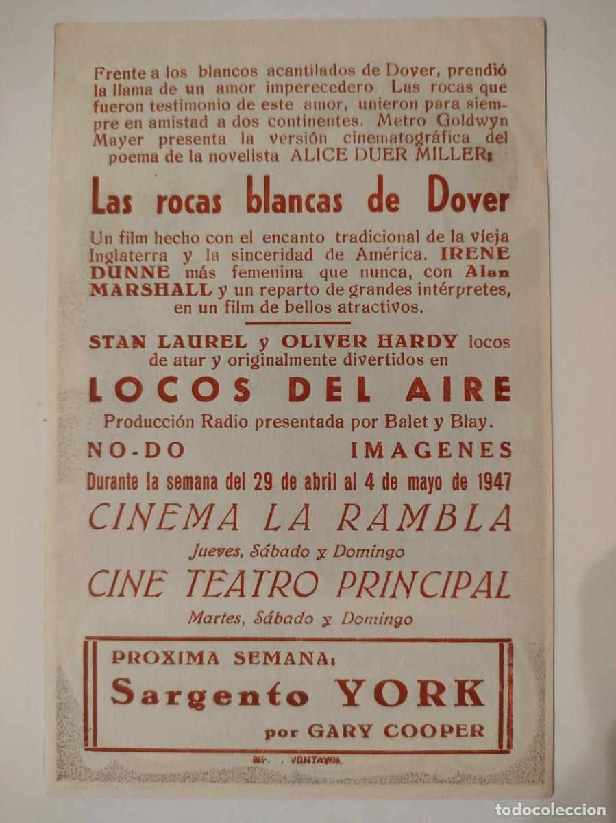 Cine: LAS ROCAS BLANCAS DE DOVER - SIMPLE CON PUBLICIDAD CINE LA RAMBLA - Foto 2