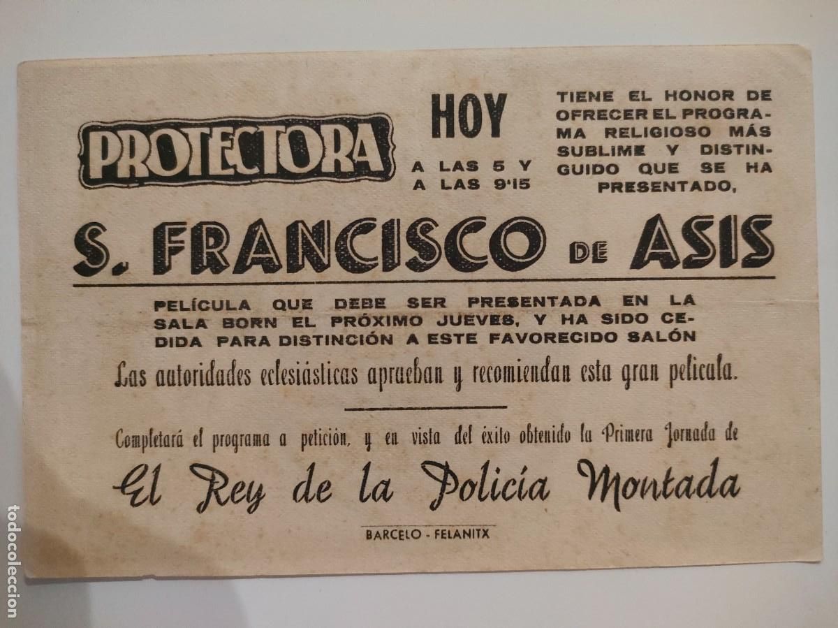 Cine: SAN FRANCISCO DE ASIS - SIMPLE CON PUBLICIDAD PROTECTORA - Foto 2