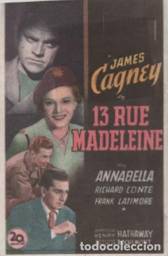 Cine: PROGRAMA DE CINE: 13 RUE MADELEINE PC-10145 - Foto 1