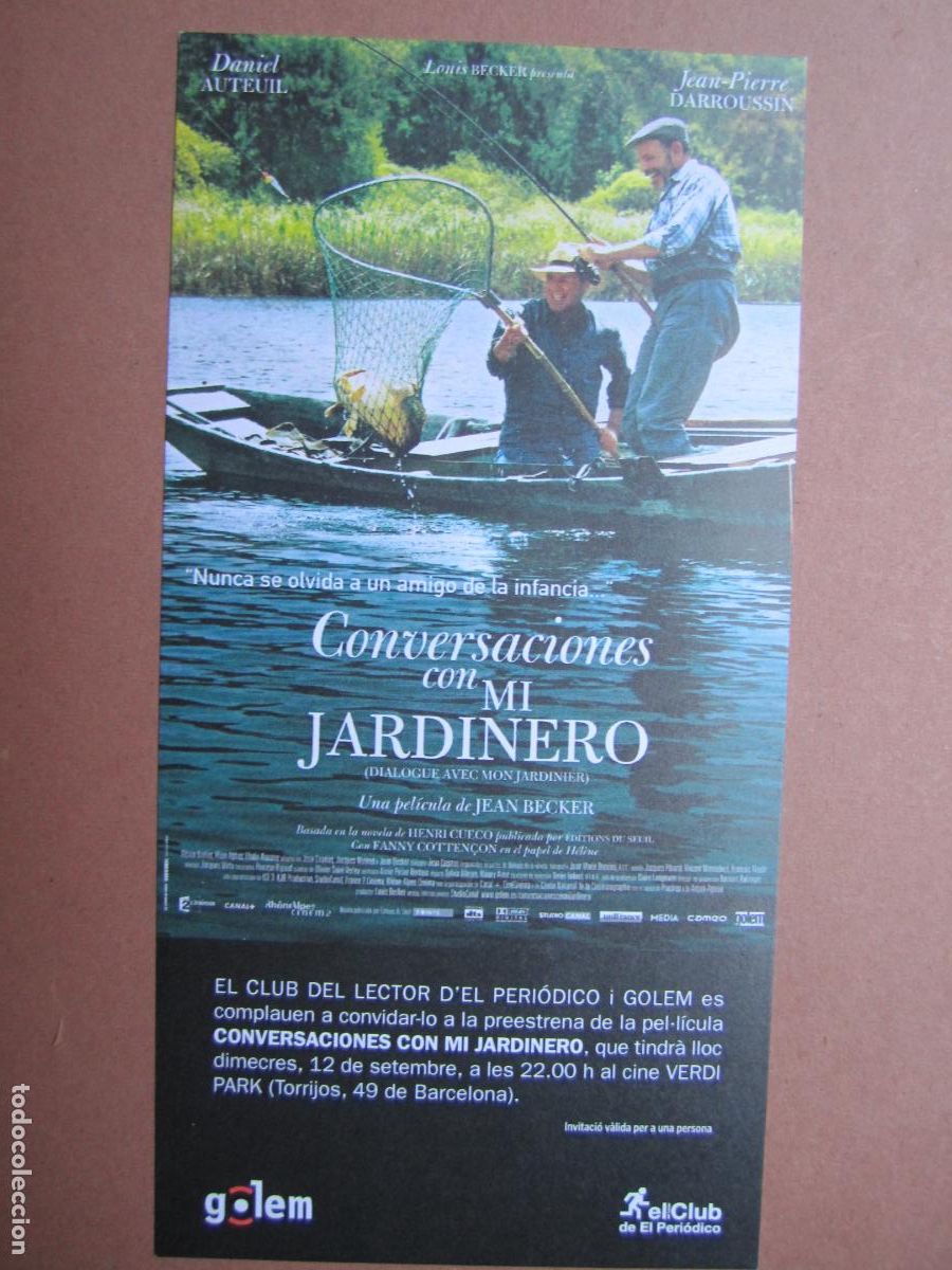 Kino: conversaciones con mi jardinero INVITACION FOLLETO MANO ORIGINAL ESTRENO daniel auteuil
