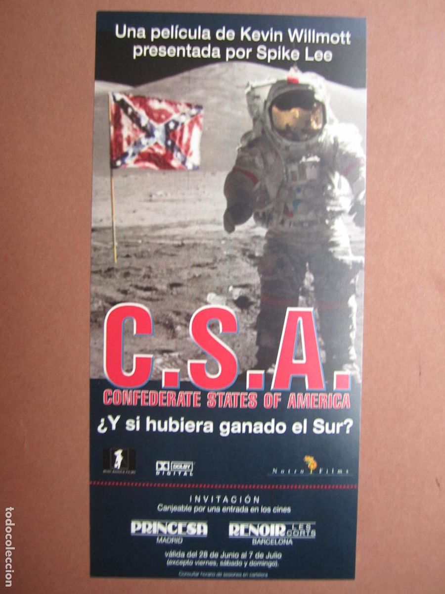 Cine: c.s.a. confederate states of america - INVITACION FOLLETO MANO ORIGINAL preESTRENO Kevin Willmott