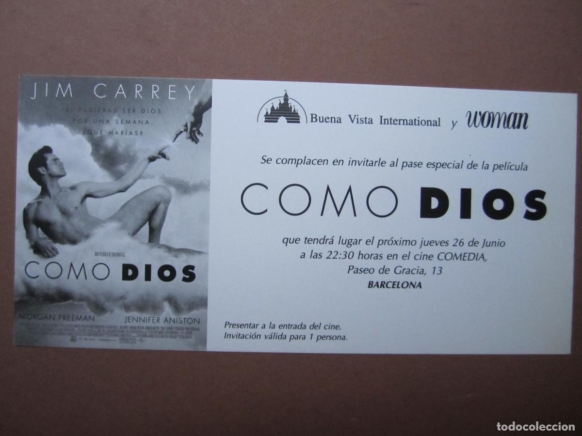 Cine: como dios INVITACION FOLLETO MANO ORIGINAL ESTRENO jim carrey