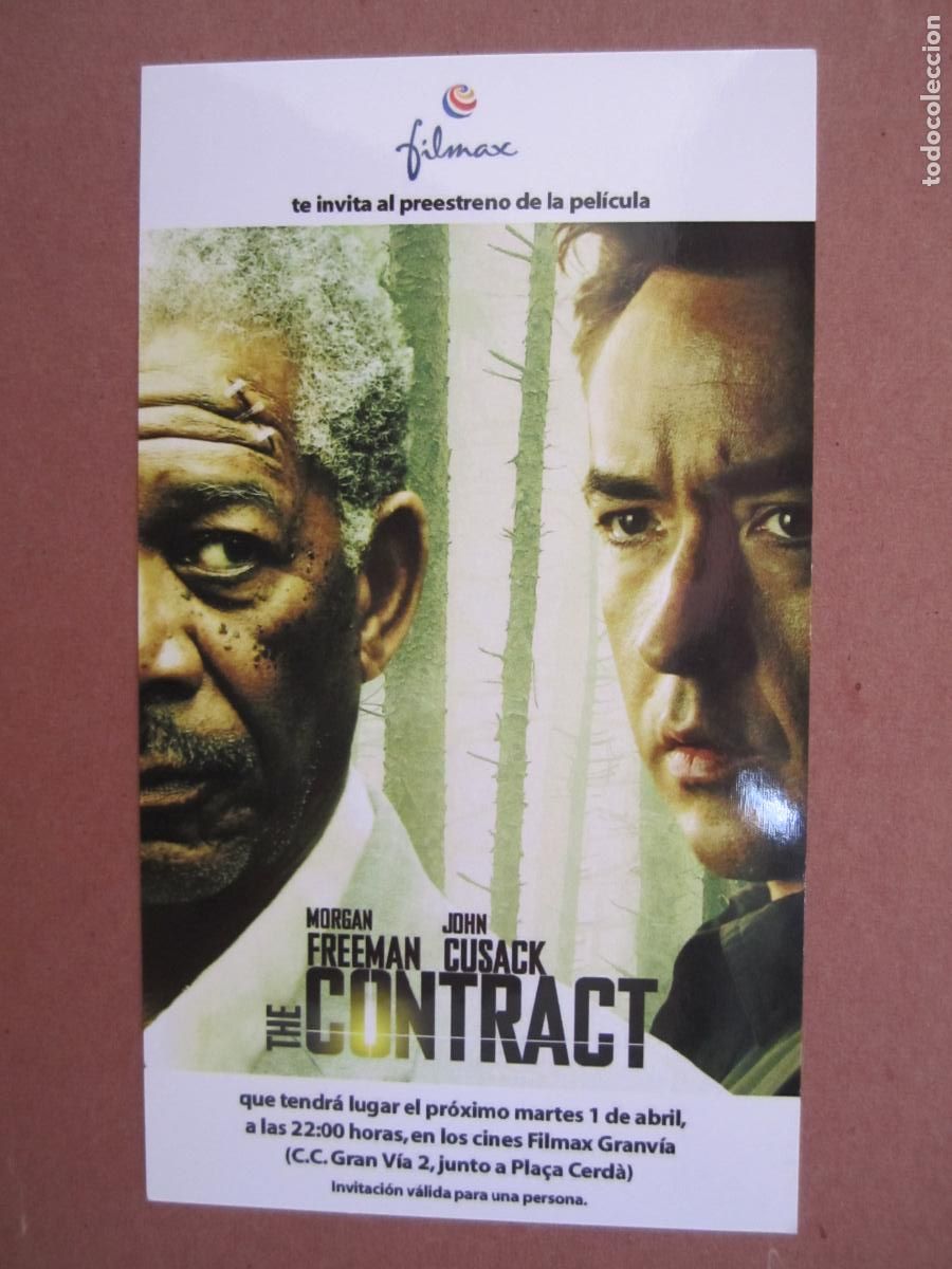Cine: the contract - INVITACION FOLLETO MANO ORIGINAL preESTRENO morgan freeman john cusack