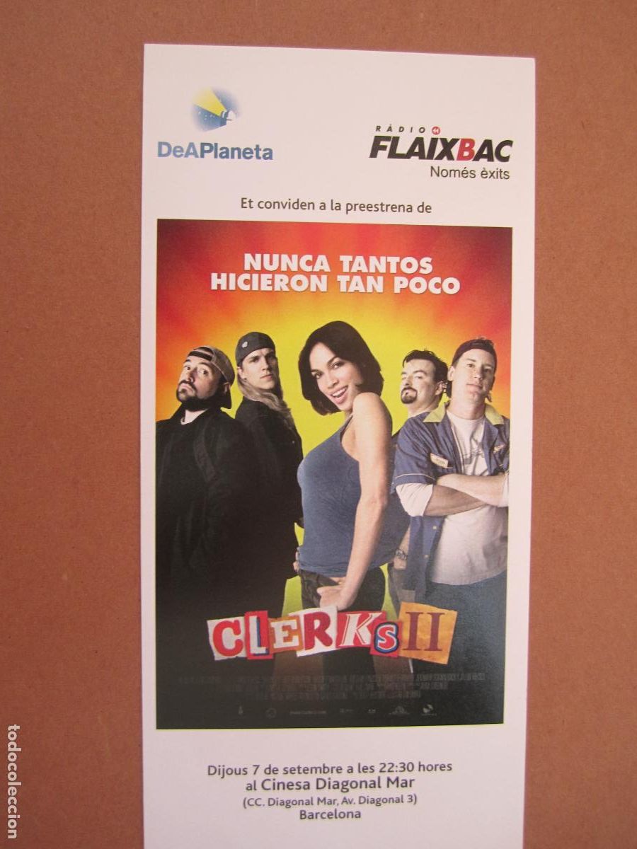 Cine: clerks 2 - INVITACION FOLLETO MANO ORIGINALpreESTRENO - kevin smith rosario dawson
