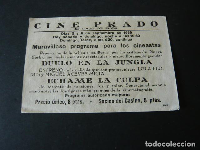Cine: ECHAME LA CULPA PROGRAMA DE MANO CON PUBLICIDAD CINE PRADO - Foto 2