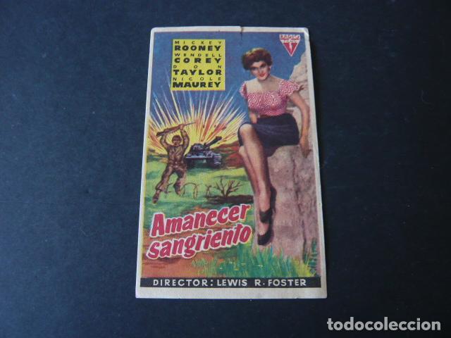 Cine: AMANECER SANGRIENTO PROGRAMA DE MANO CON PUBLICIDAD CINE PATRONATO - Foto 1