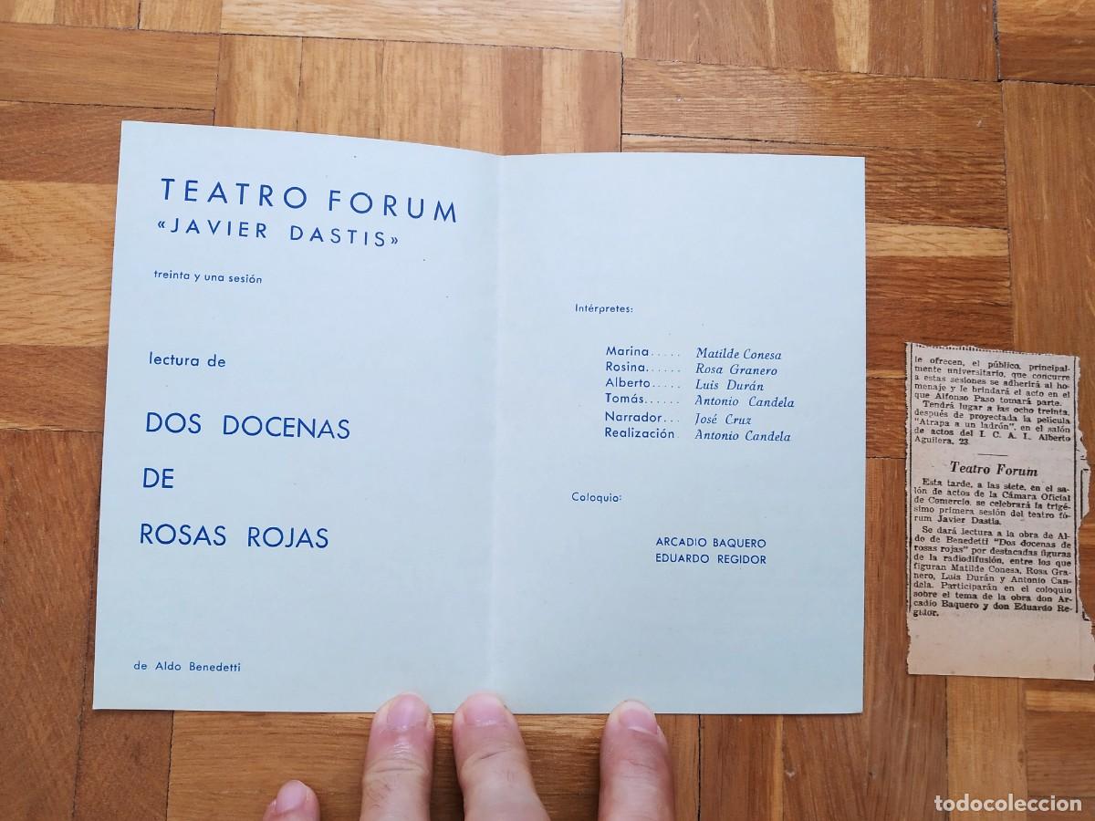 Cine: PROGRAMA TEATRO FORUM DOS DOCENAS DE ROSAS ROJAS MATILDE CONESA LUIS DURAN - Foto 2