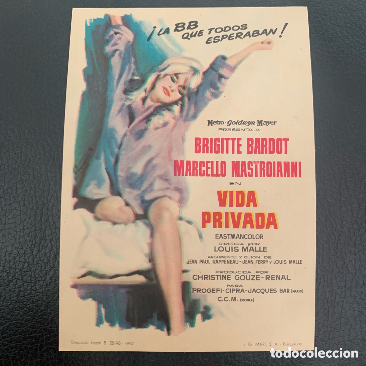Cine: Folleto de mano programa de cine la vida privada Brigitte Bardot - Foto 1