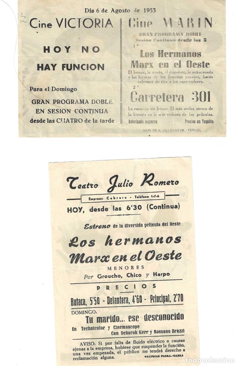 Cine: LOS HERMANOS MARX EN EL OESTE, 2 FOLLETOS - Foto 2