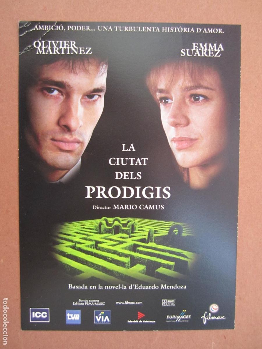Cine: la ciudad de los prodigios - INVITACION FOLLETO MANO ORIGINAL cat. pre ESTRENO - emma suarez