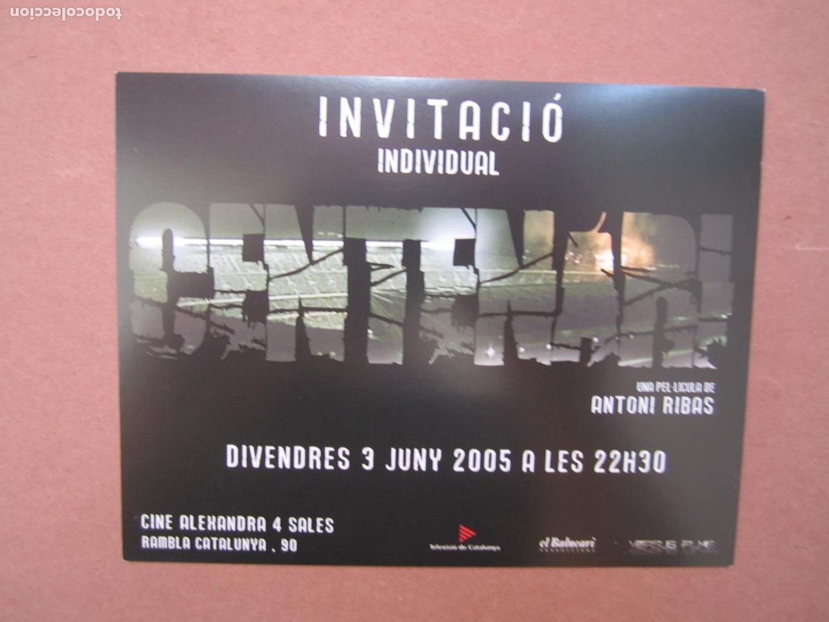 Folhetos de m&atilde;o de filmes antigos de cinema: centenari INVITACION FOLLETO DE MANO ORIGINAL ESTRENO - futbol antoni ribas cine alexandra