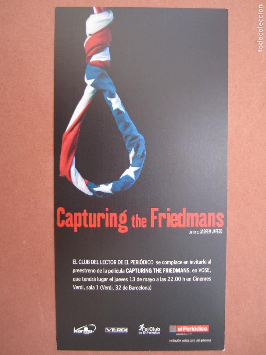 Folhetos de m&atilde;o de filmes antigos de cinema: capturing the friedmans INVITACION FOLLETO MANO ORIGINAL ESTRENO - documental