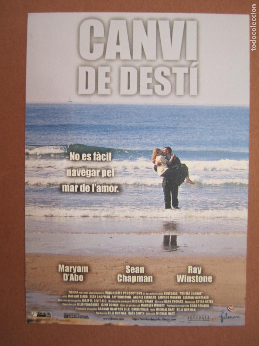 Folhetos de m&atilde;o de filmes antigos de cinema: canvi de desti INVITACION FOLLETO MANO ORIGINAL ESTRENO - maryan d'abo sean chapman cambo de rumbo
