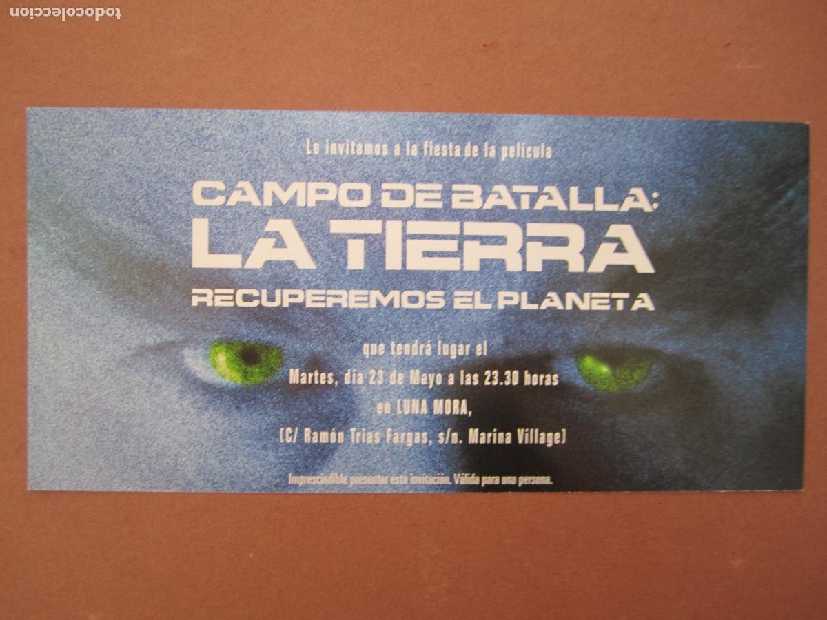 Cine: campo de batalla la tierra - INVITACION FOLLETO MANO ORIGINAL fiesta discoteca luna mora