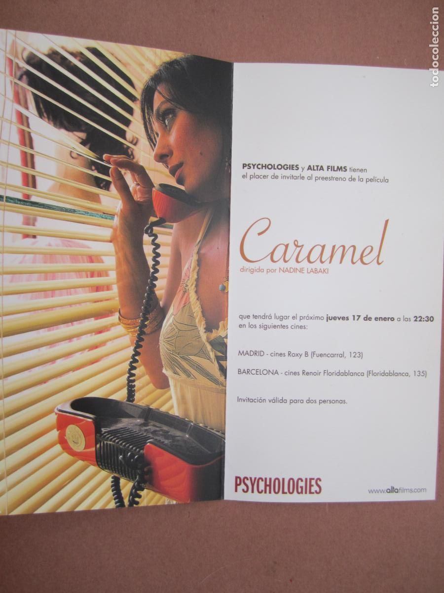 Cine: caramel - INVITACION FOLLETO MANO ORIGINAL preestreno - Nadine Labaki cine libano