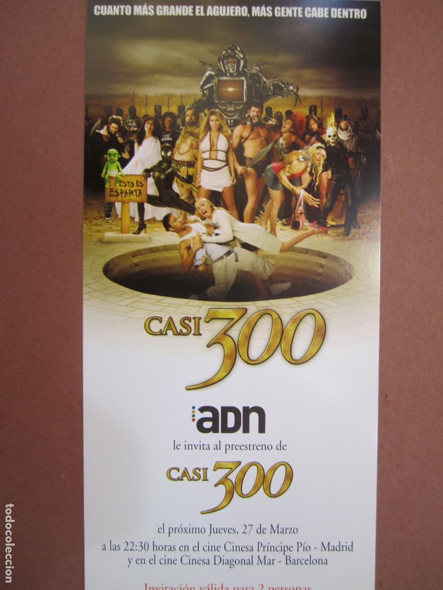 Cine: casi 300 - INVITACION FOLLETO MANO ORIGINAL preestreno - carmen electra kevin sorbo