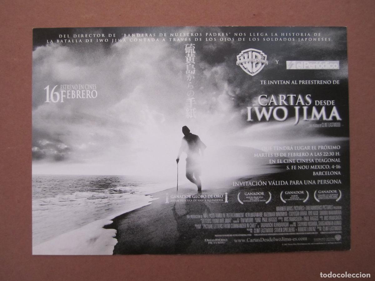 Cine: cartas desde iwo jima - INVITACION FOLLETO MANO ORIGINAL - clint eastwood II Guerra Mundial