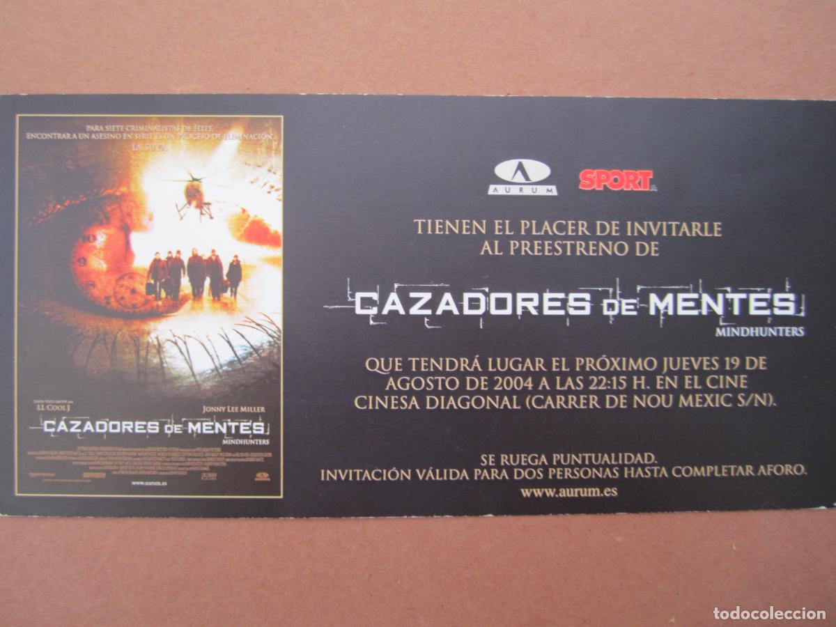 Cine: cazadores de mentes - INVITACION FOLLETO MANO ORIGINAL preestreno johnny lee miller