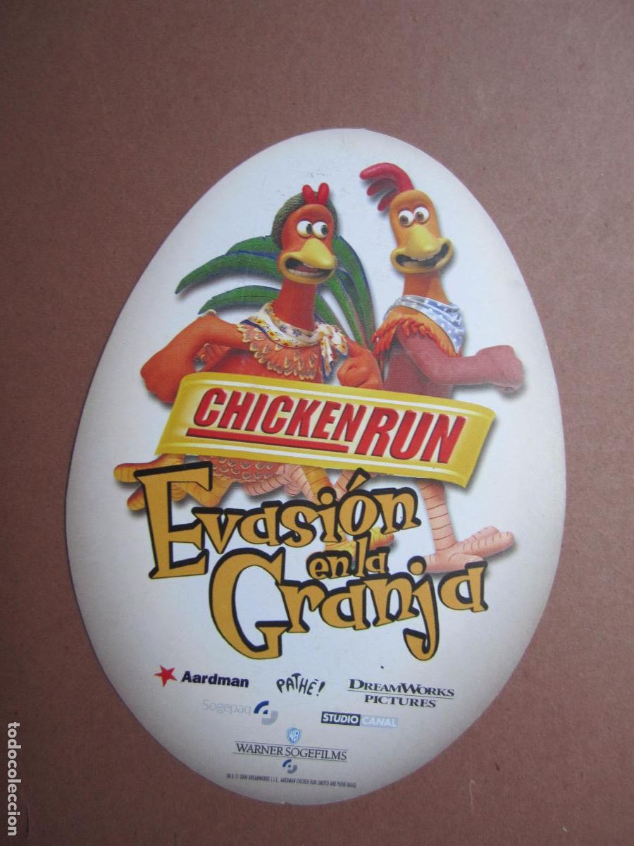 Folhetos de m&atilde;o de filmes antigos de cinema: chicken run evasion en la granja folleto mano invitacion original troquelada animacion aardman