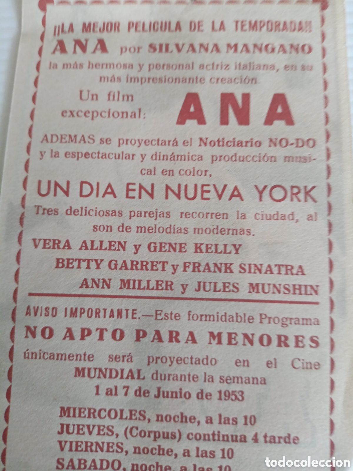 Cine: Folleto de mano pel&iacute;cula ANA - Foto 2