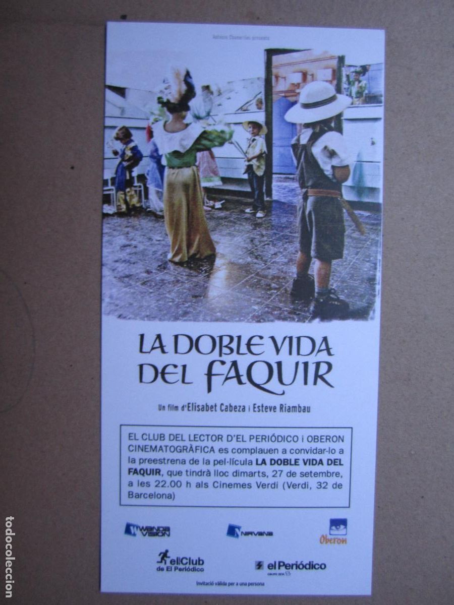 Kino: la doble vida del faquir - invitacion folleto mano original - documental - cine espa&ntilde;ol