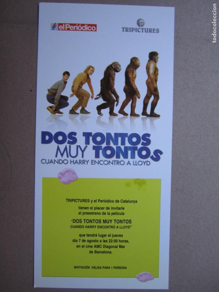 Cine: dos tontos muy tontos cuando harry encontro a lloyd - invitacion folleto mano original - Troy Miller