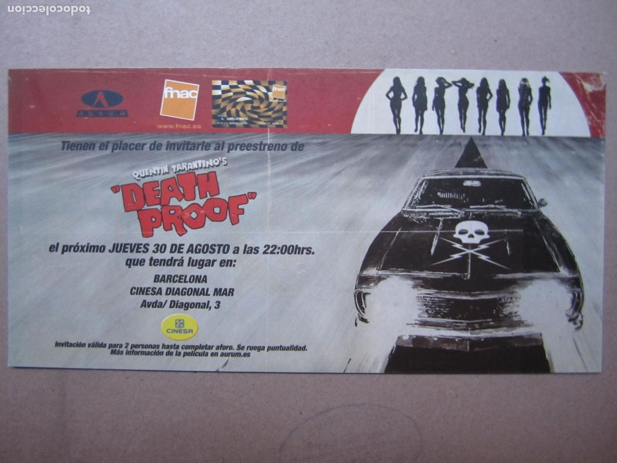 Cine: death proof - invitacion folleto mano original preestreno - quentin tarantino kurt russell