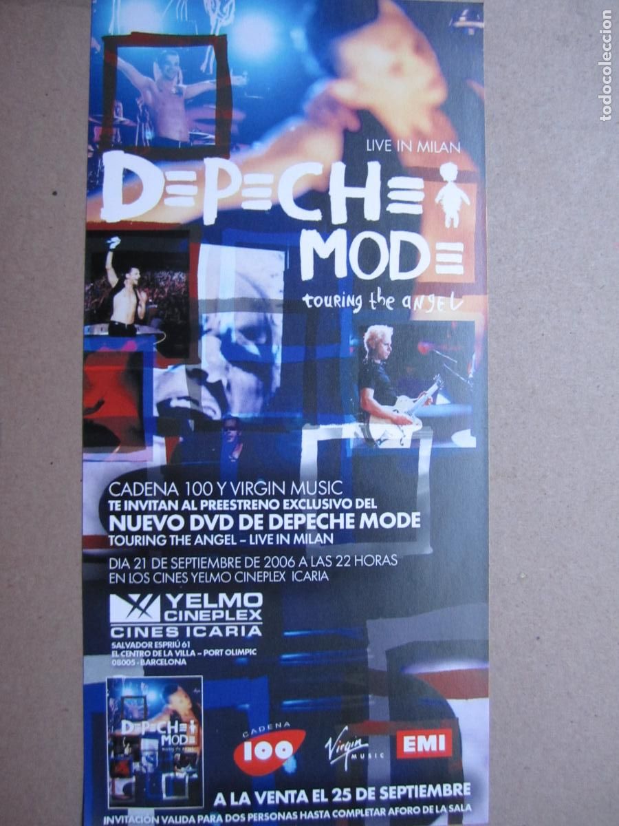 Cine: depeche mode touring the angel - invitacion folleto mano original - documental
