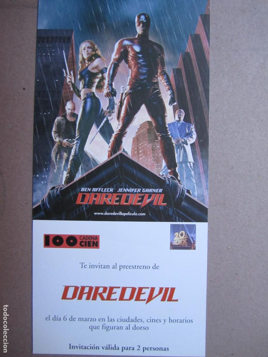 Cine: daredevil - invitacion folleto mano original preestreno - ben affleck jennifer garner