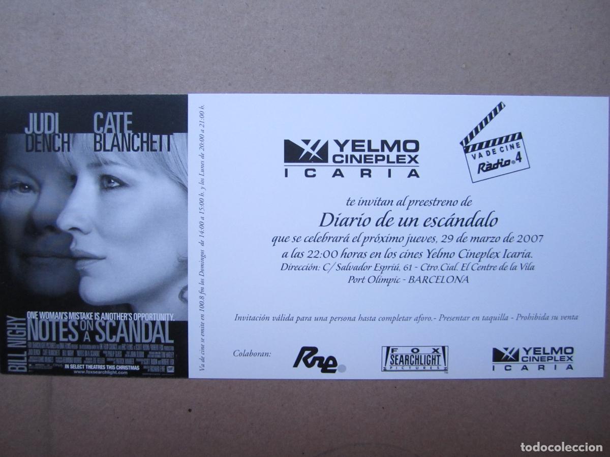Cine: diario de un escandalo - invitacion folleto mano original - judi dench cateblanchett