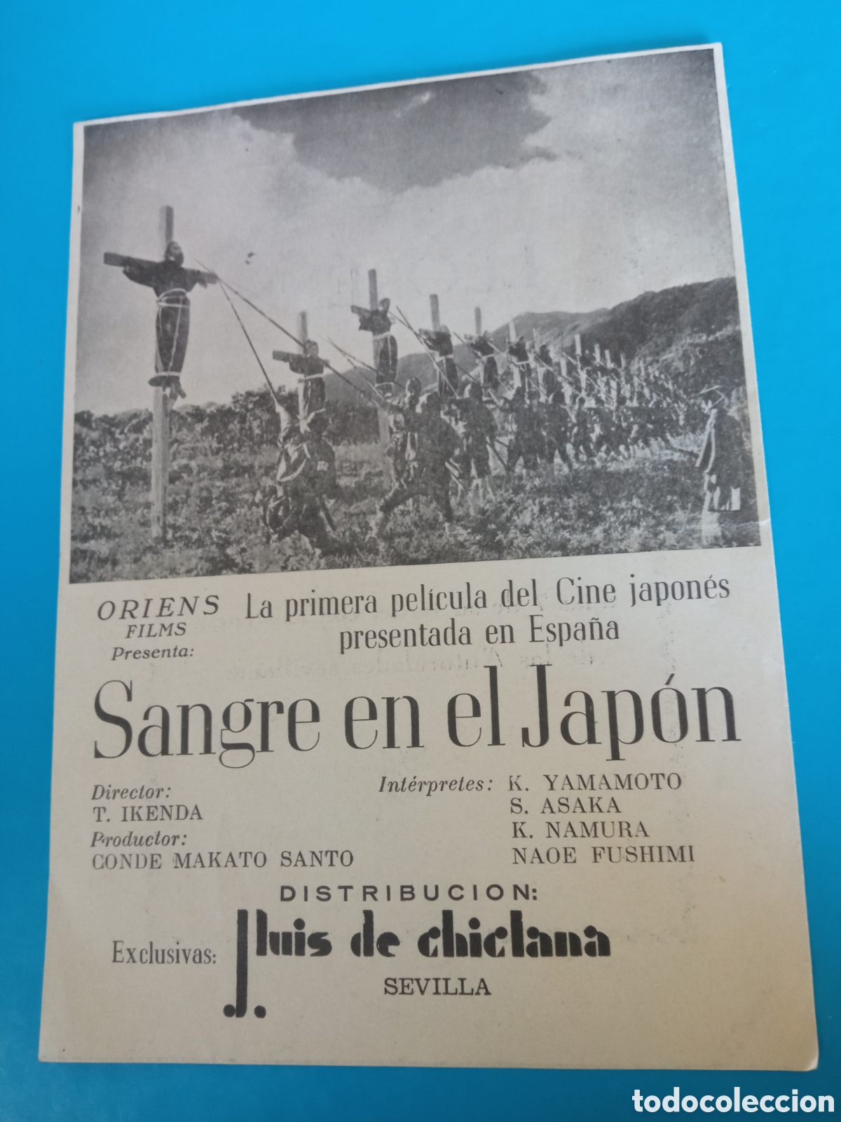 Cine: Folleto de mano de la pel&iacute;cula Sangre en el Jap&oacute;n, Estreno en Espa&ntilde;a