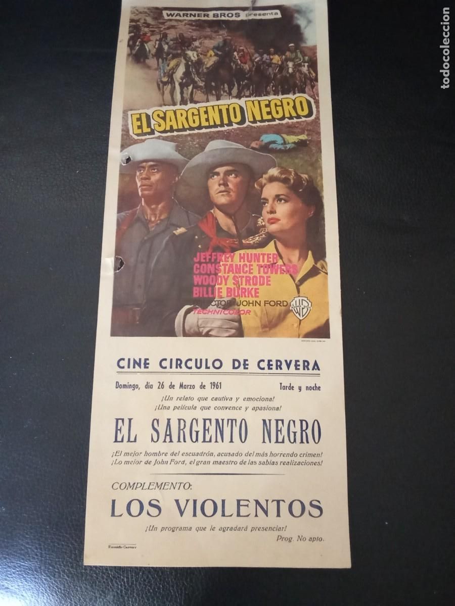 Cine: EL SARGENTO NEGRO - 1960 - PROGRAMA DE MANO SENCILLO GRANDE - Foto 1