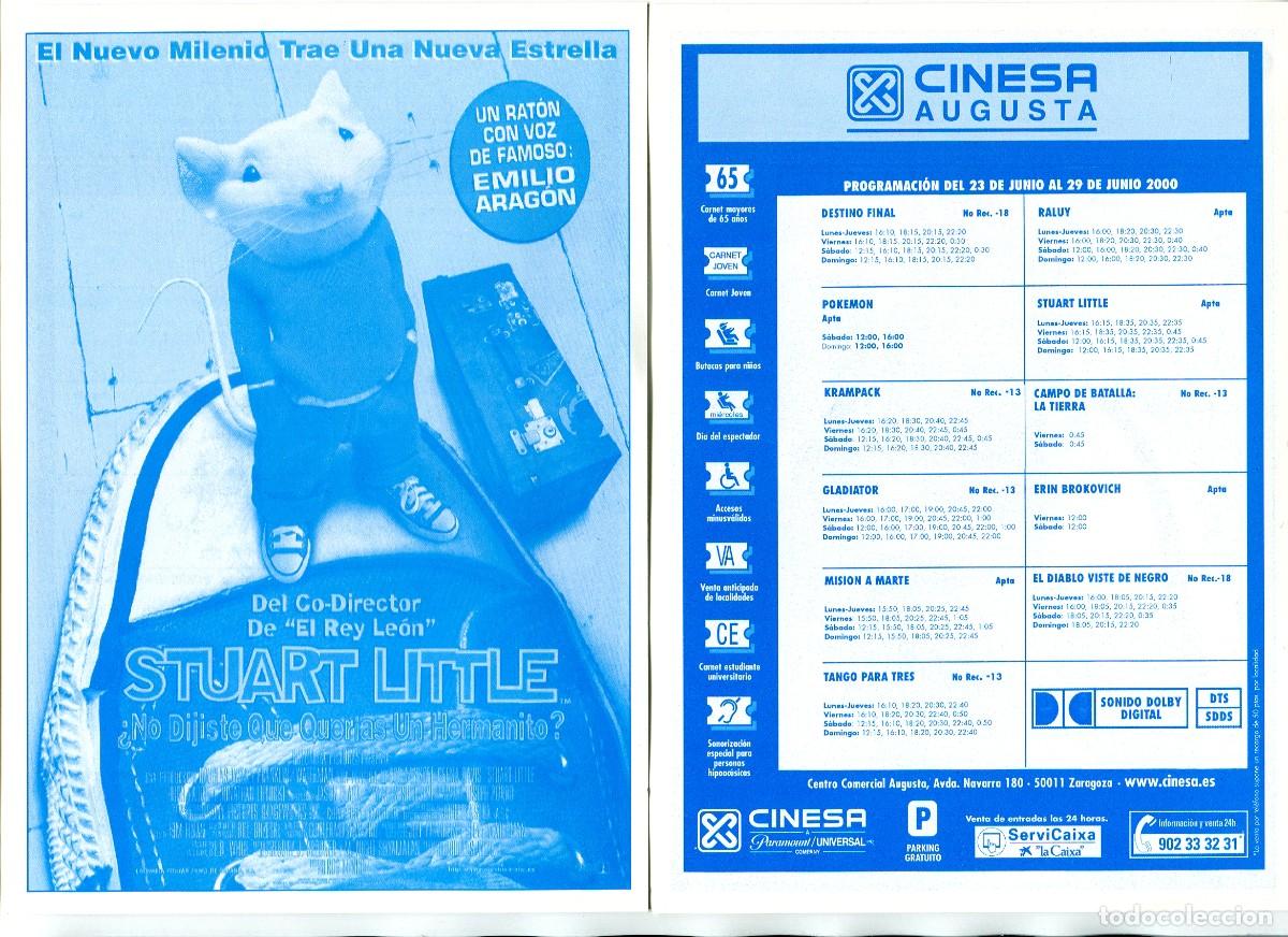 Cine: STUART LITTLE. 15 X 21 cms. CINESA. (AZUL). - Foto 1