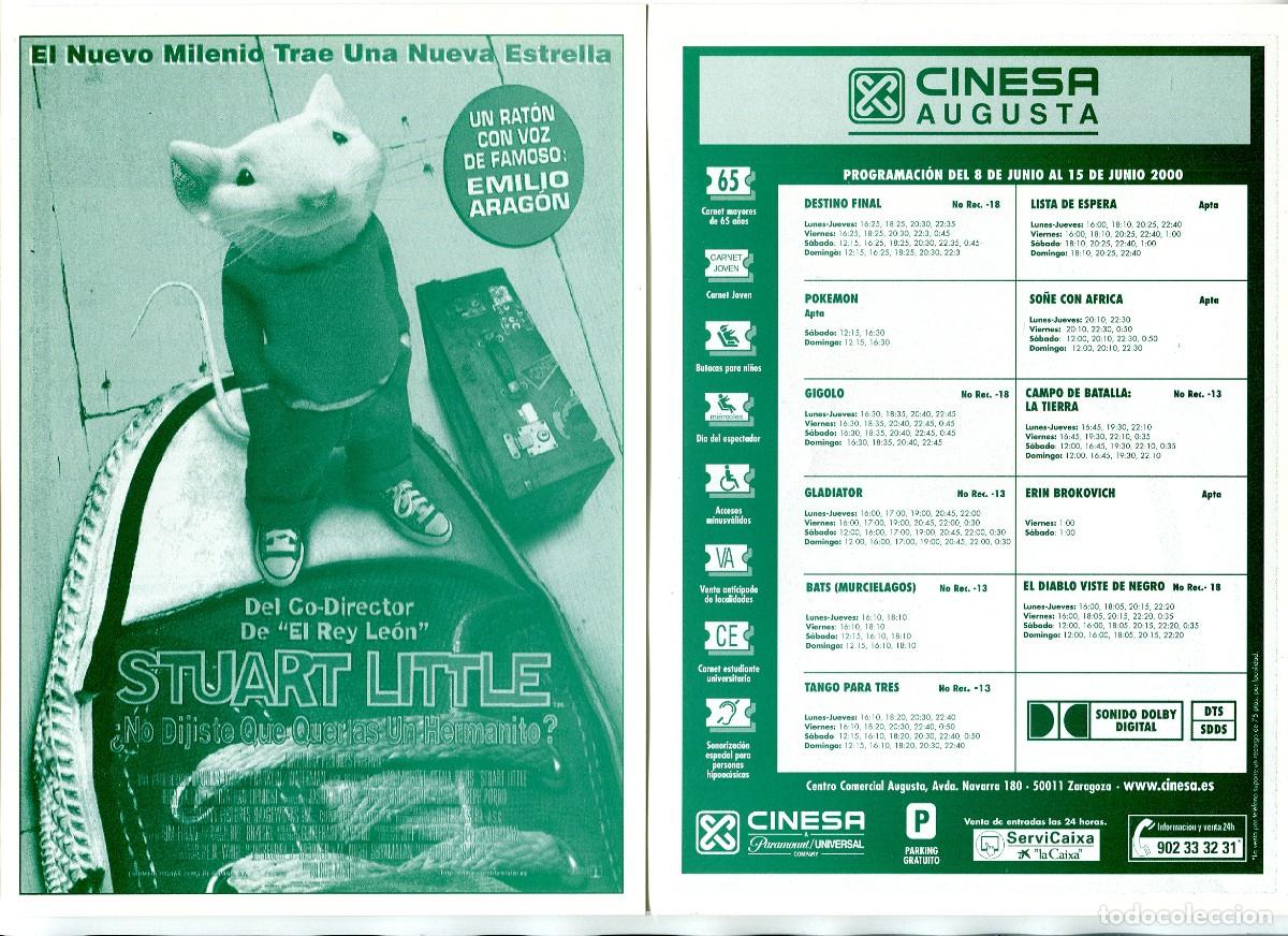 Cine: STUART LITTLE. 15 X 21 cms. CINESA. (VERDE). - Foto 1