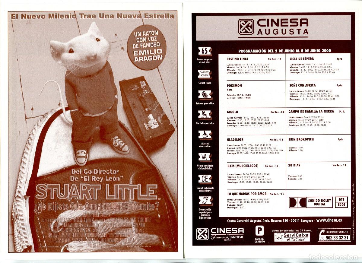 Cine: STUART LITTLE. 15 X 21 cms. CINESA. (MARR&Oacute;N). - Foto 1