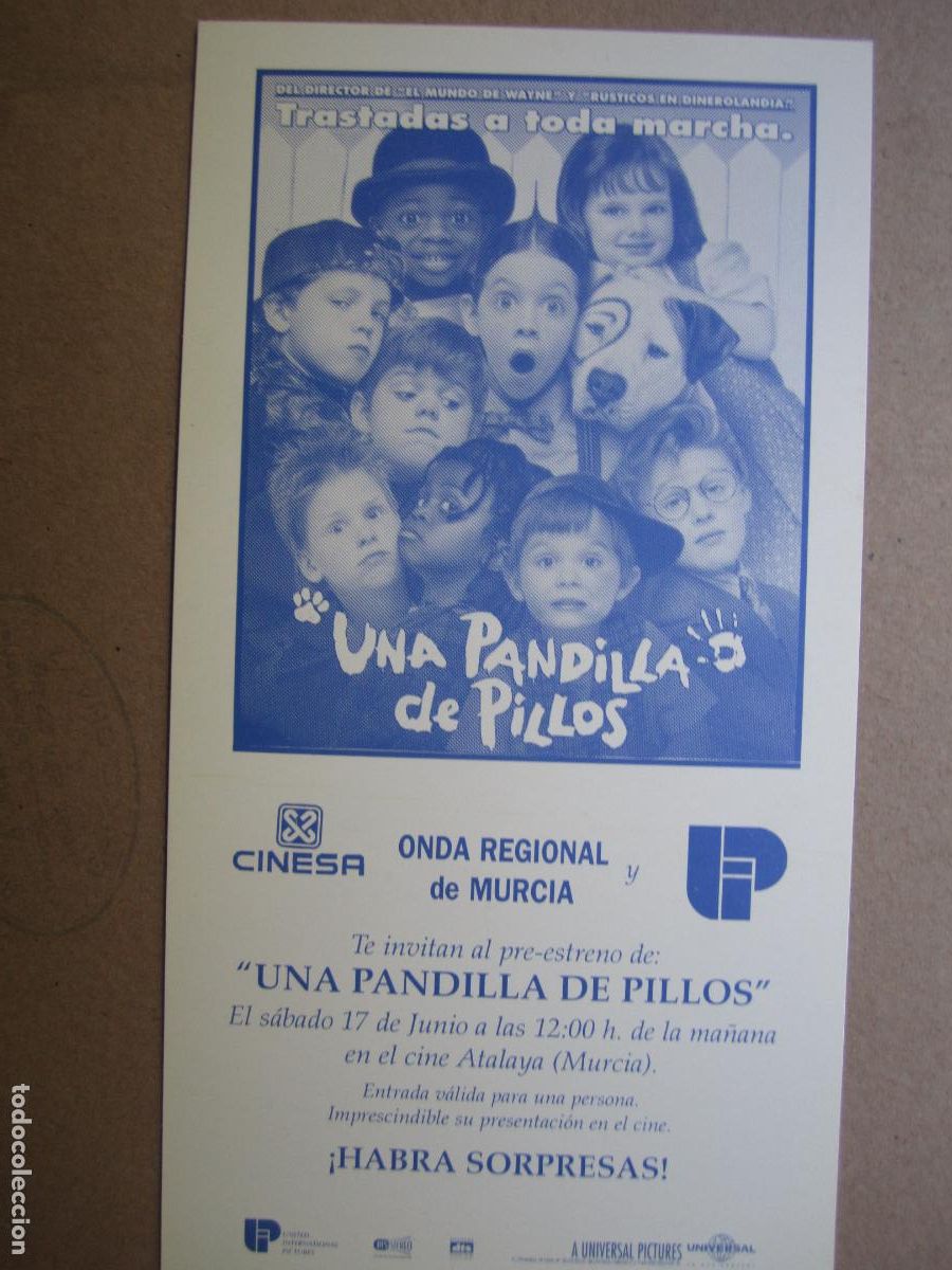 Kino: una pandilla de pillos - invitacion folleto mano original estreno - amblin Entertainment
