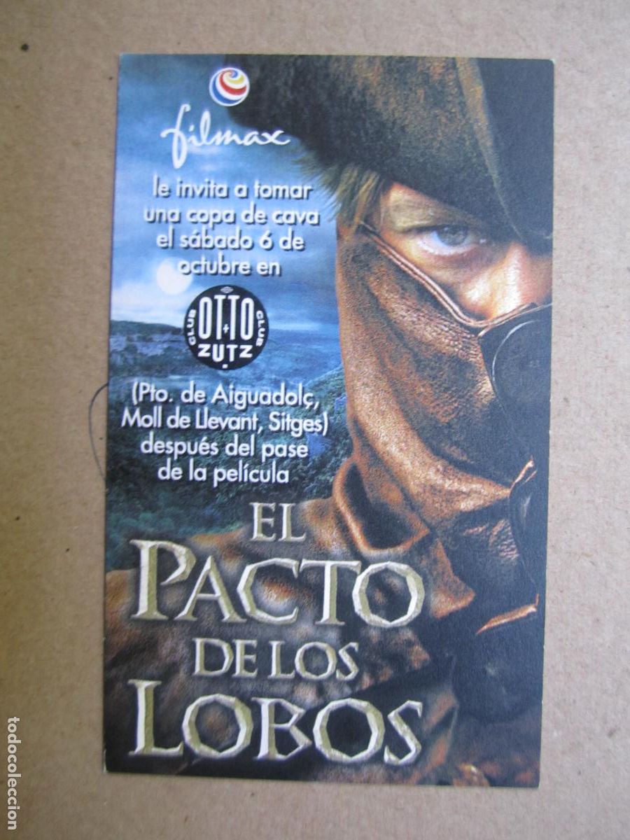 Kino: el pacto de los lobos - invitacion copa otto zutz sitges folleto mano original estreno