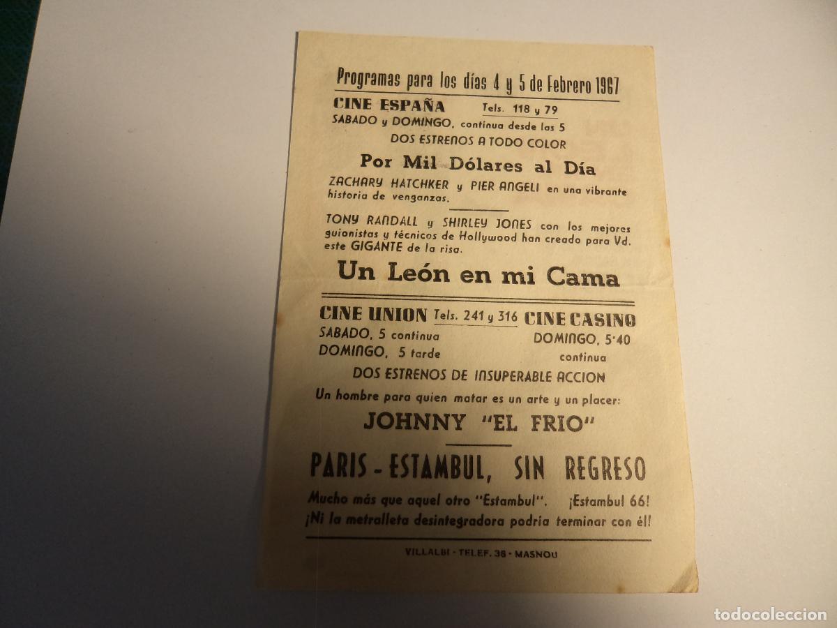 Cine: Un leon en mi cama. Programa de mano. - Foto 2