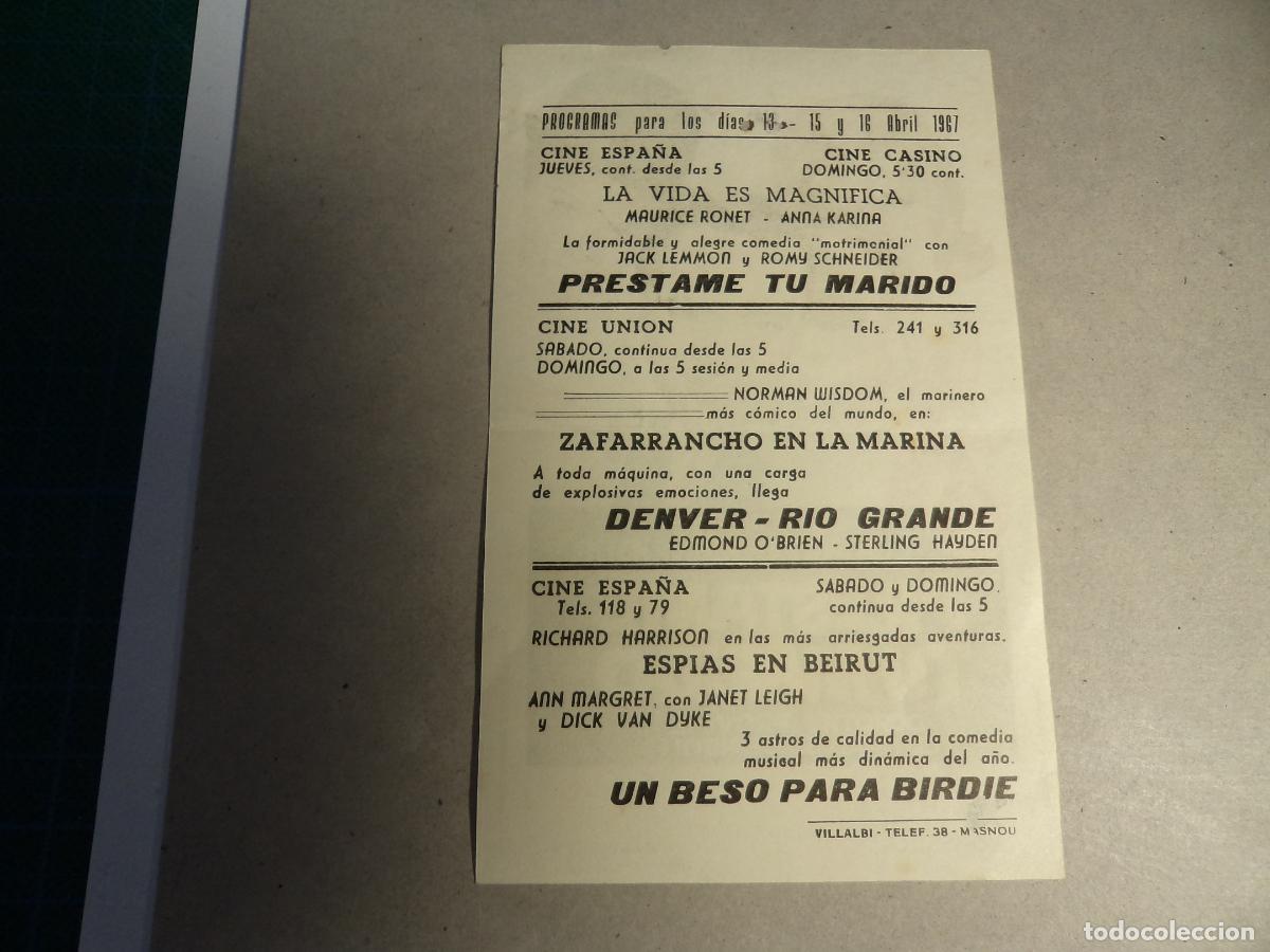 Cine: Prestame tu marido. Programa de mano. - Foto 2