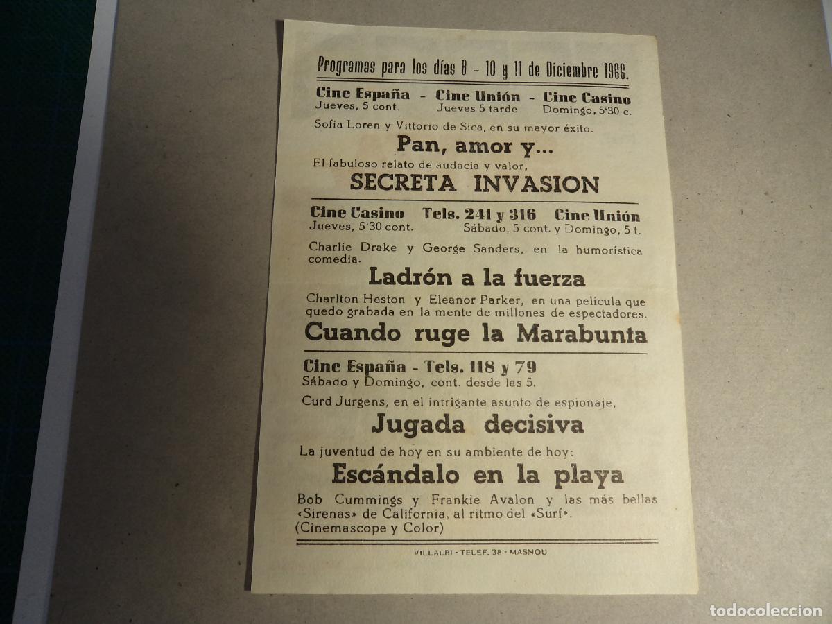 Cine: Secreta invasion. Programa de mano. - Foto 2