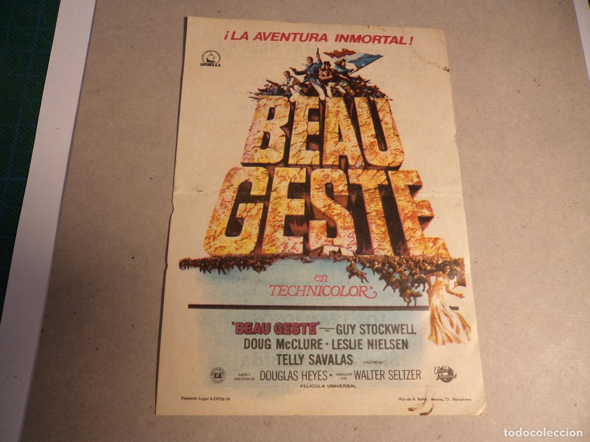 Cine: Beau Geste. Programa de mano. - Foto 1