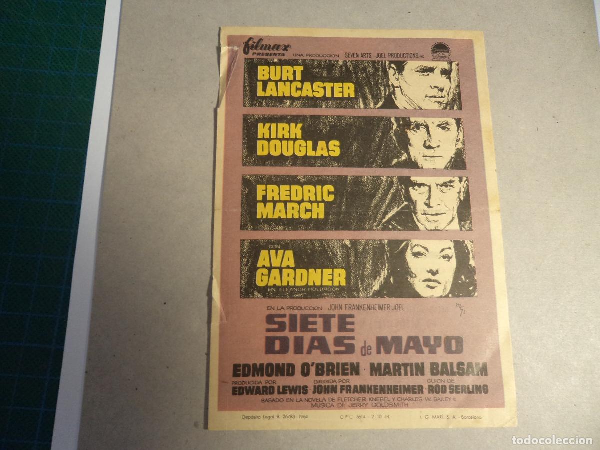 Cine: Siete dias de Mayo. Programa de mano. - Foto 1