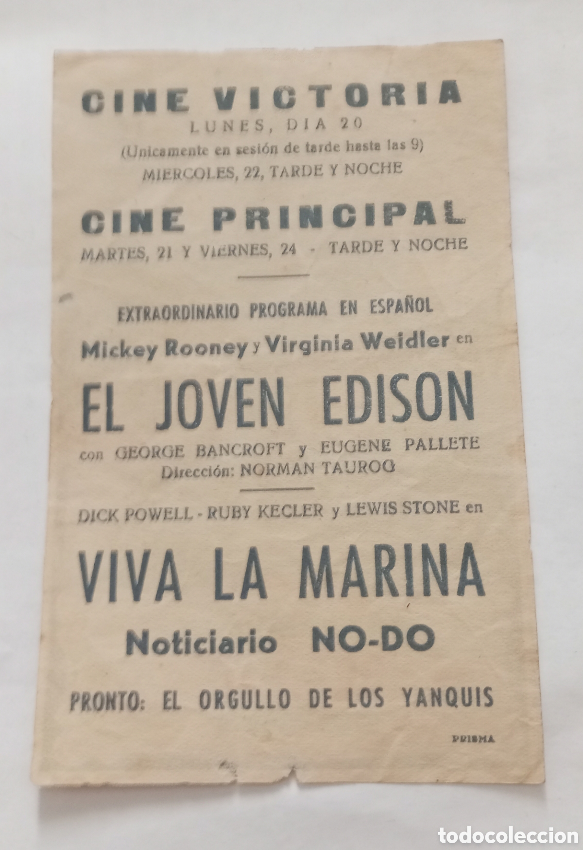 Cine: Programa cine el joven Edison Mickey Rooney cine victoria - Foto 2