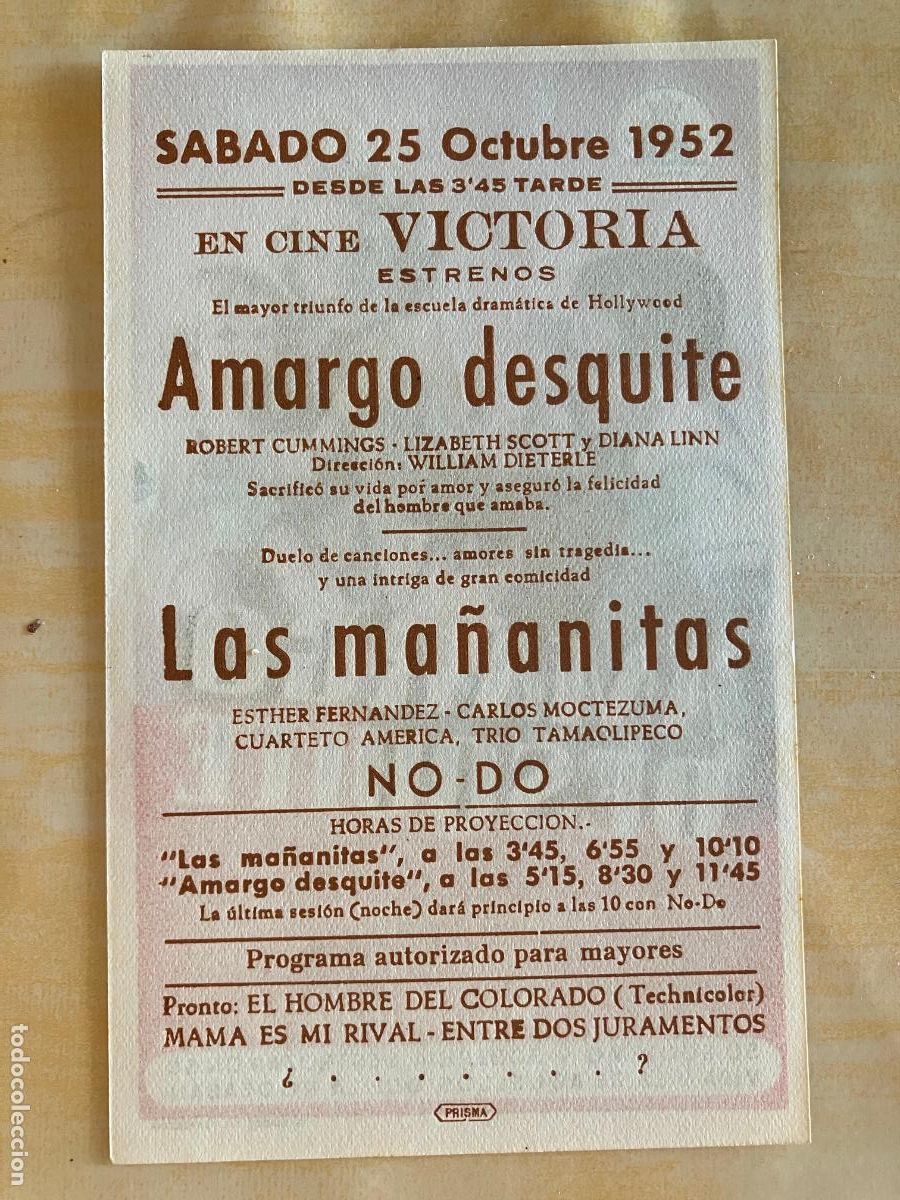 Cine: Amargo desquite - Programa de cine C/P Badalona 1952 - Foto 2