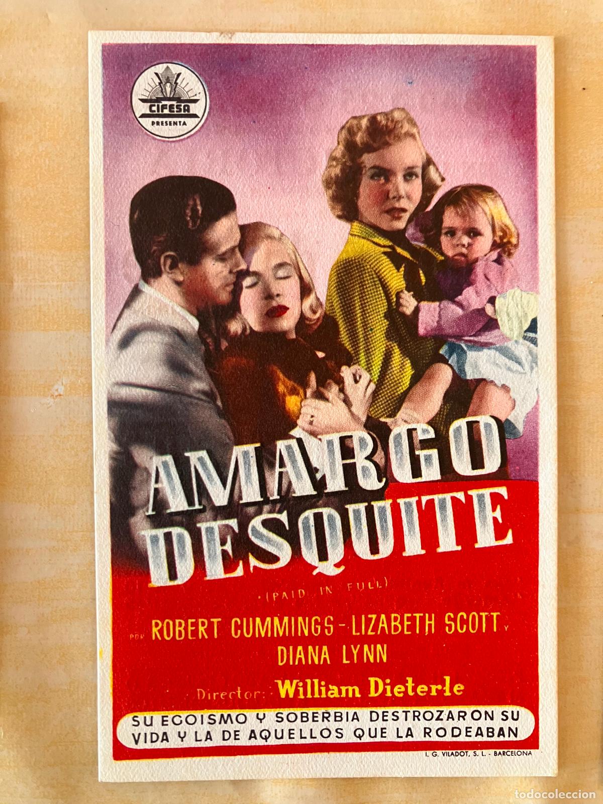 Cine: Amargo desquite - Programa de cine C/P Badalona 1952 - Foto 1