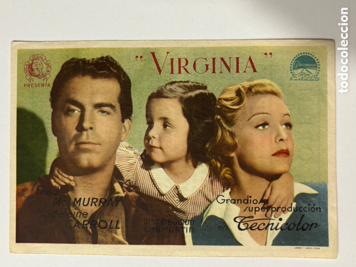 Cine: Programa Virginia Fred MacMurray con publicidad cine oriente A14 - Foto 1