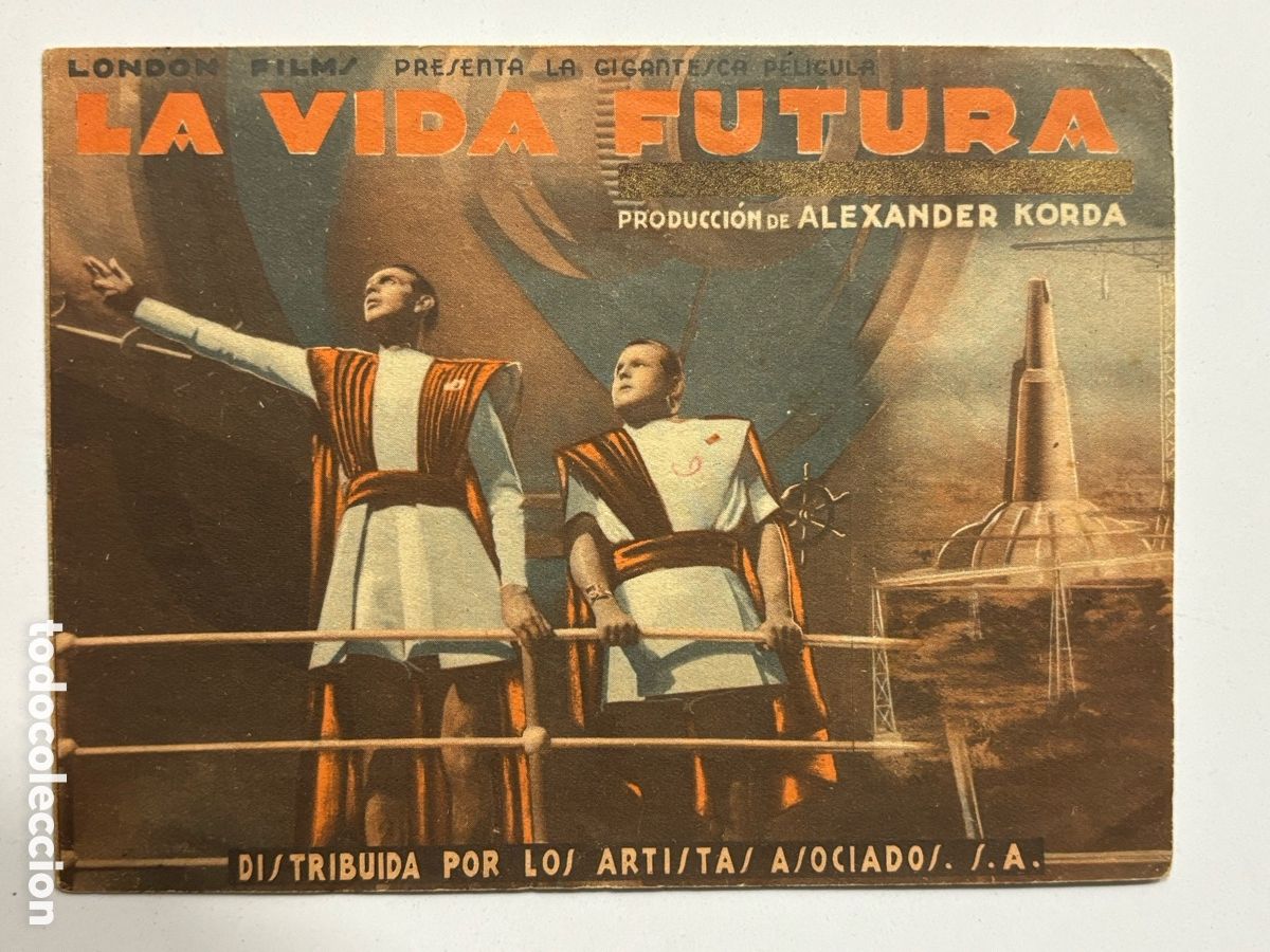 Cinema: Programa grande la vida futura Raymond Massey con publicidad cine victoria barcelona A14G