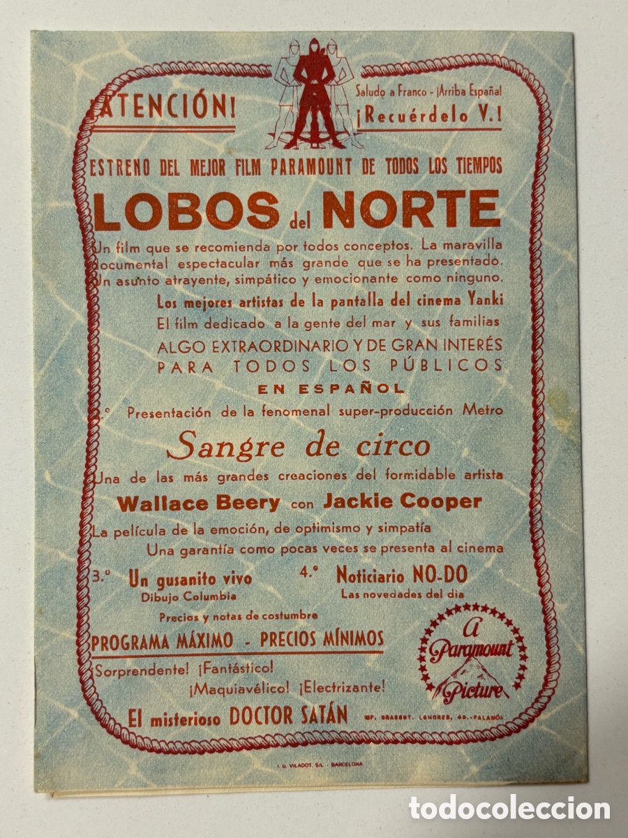 Cine: Programa lobos del norte George Raft con publicidad A14 - Foto 3
