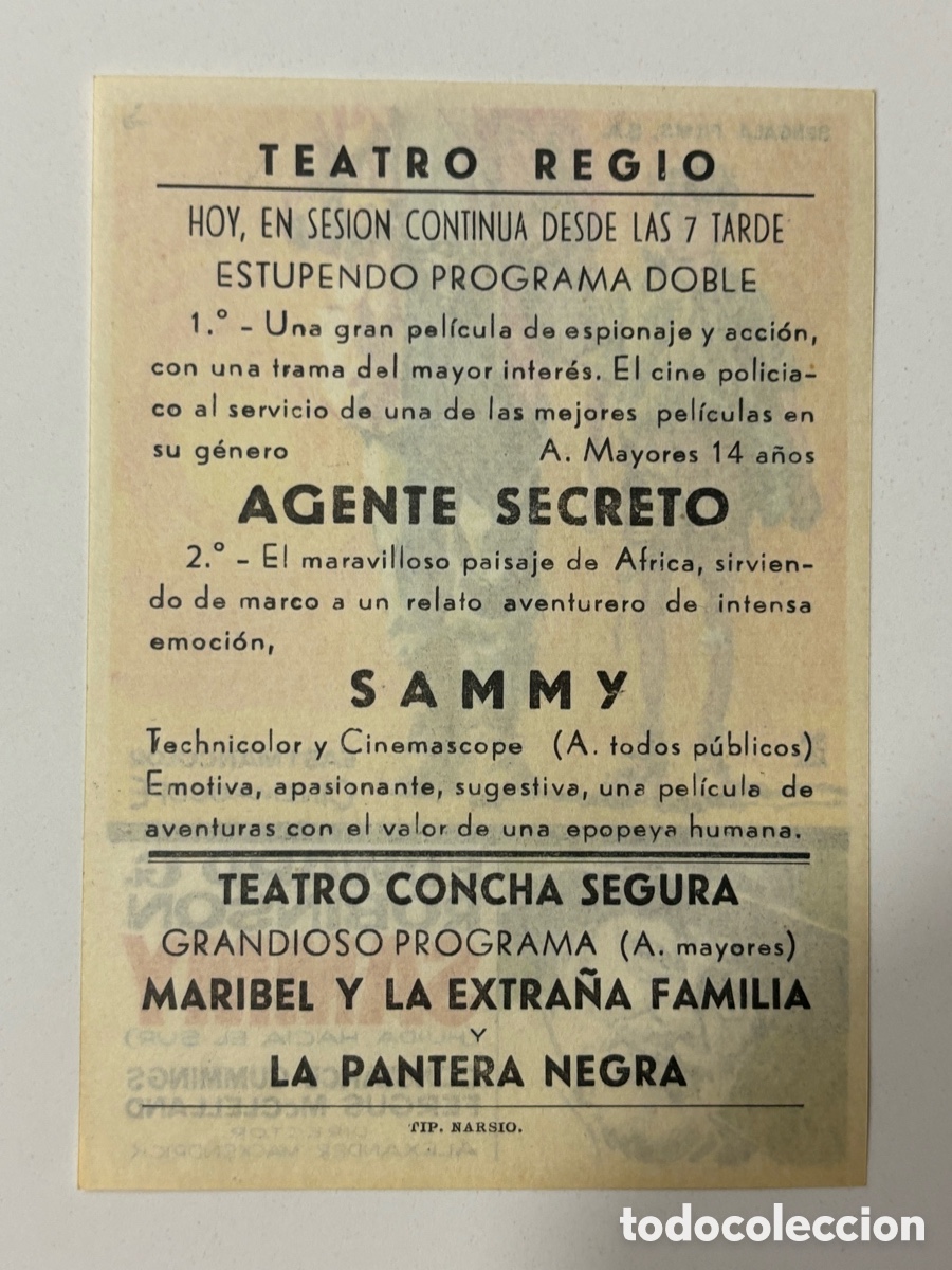 Cine: Programa sammy Edward G Robinson con publicidad teatro regio A14 - Foto 2